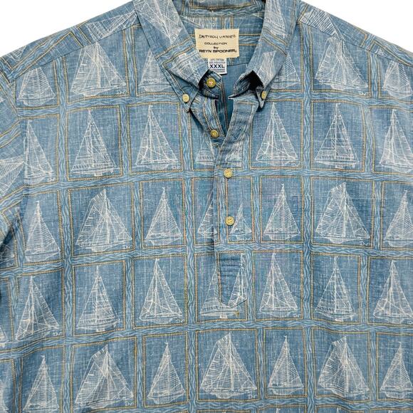 Reyn Spooner VTG 90s Dietrich Varez Mens 3XL Hawaiian Shirt Sailboat Pullover - Picture 2 of 10